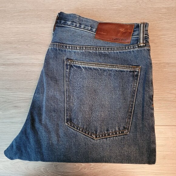 Lands End Jeans 34x32 Measures 34x31 Straight Fit Medium Light Wash Cotton Denim - Picture 3 of 10